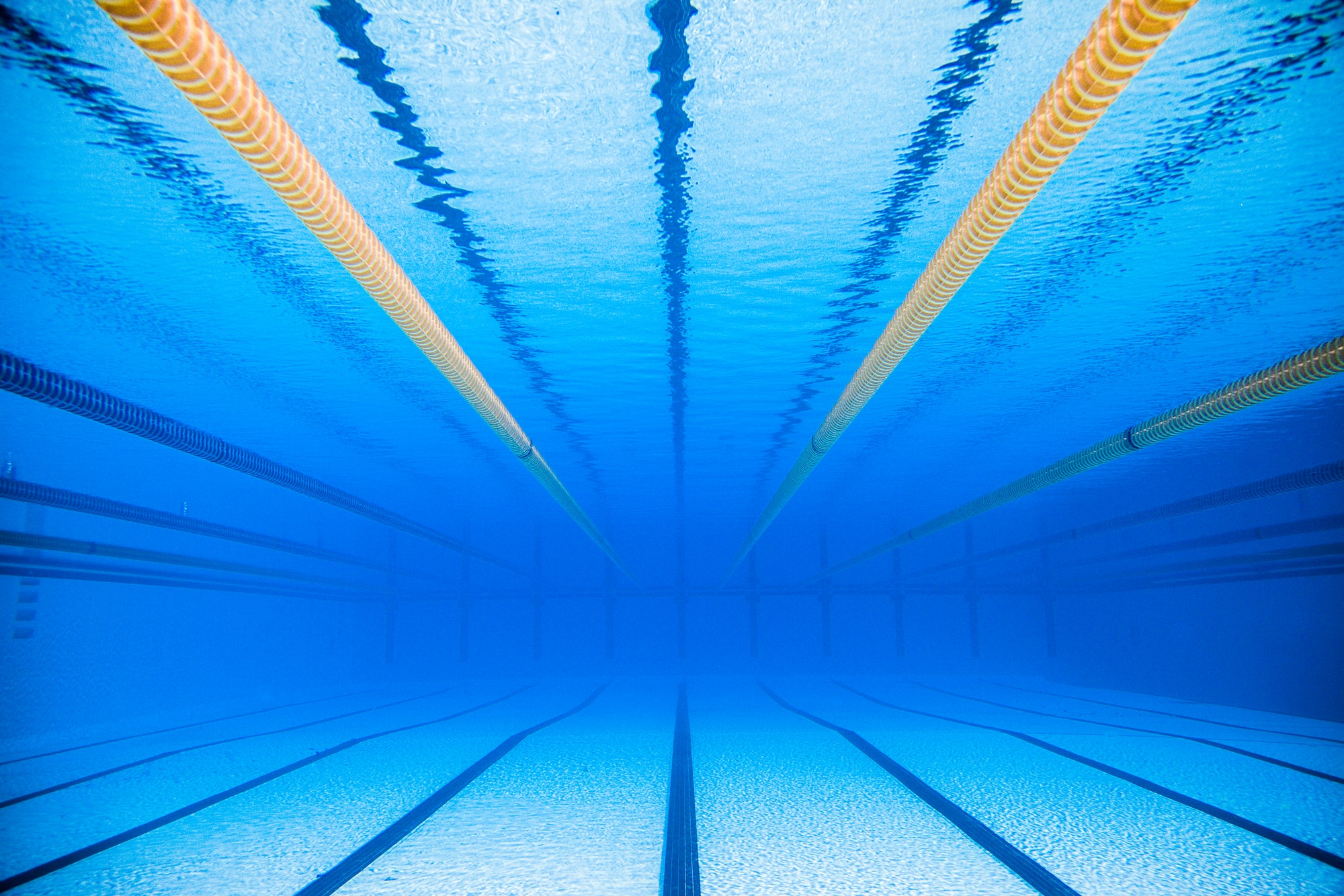 empty 50m olympic outdoor pool from underwater